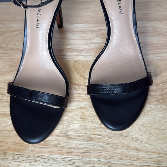 Antonio Melani Women’s Black Leather Sandal Heels Ankle Strap size 9 - Picture 4 of 6